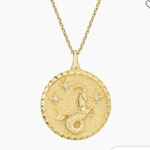 Brilliant Earth Capricorn Zodiac Diamond Medallion Necklace in 14K Yellow Gold